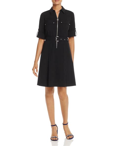 michael kors jersey dress black and white|Michael Kors black zipper dress.